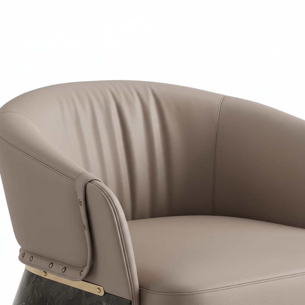Brevane Accent Chair close-up showing the pleated leather upholstery detail