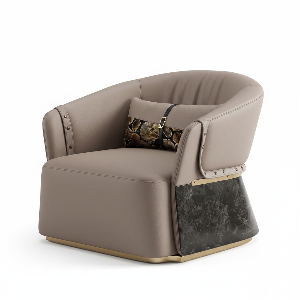 Brevane Accent Chair side view with the seat opening facing left and backrest on the right