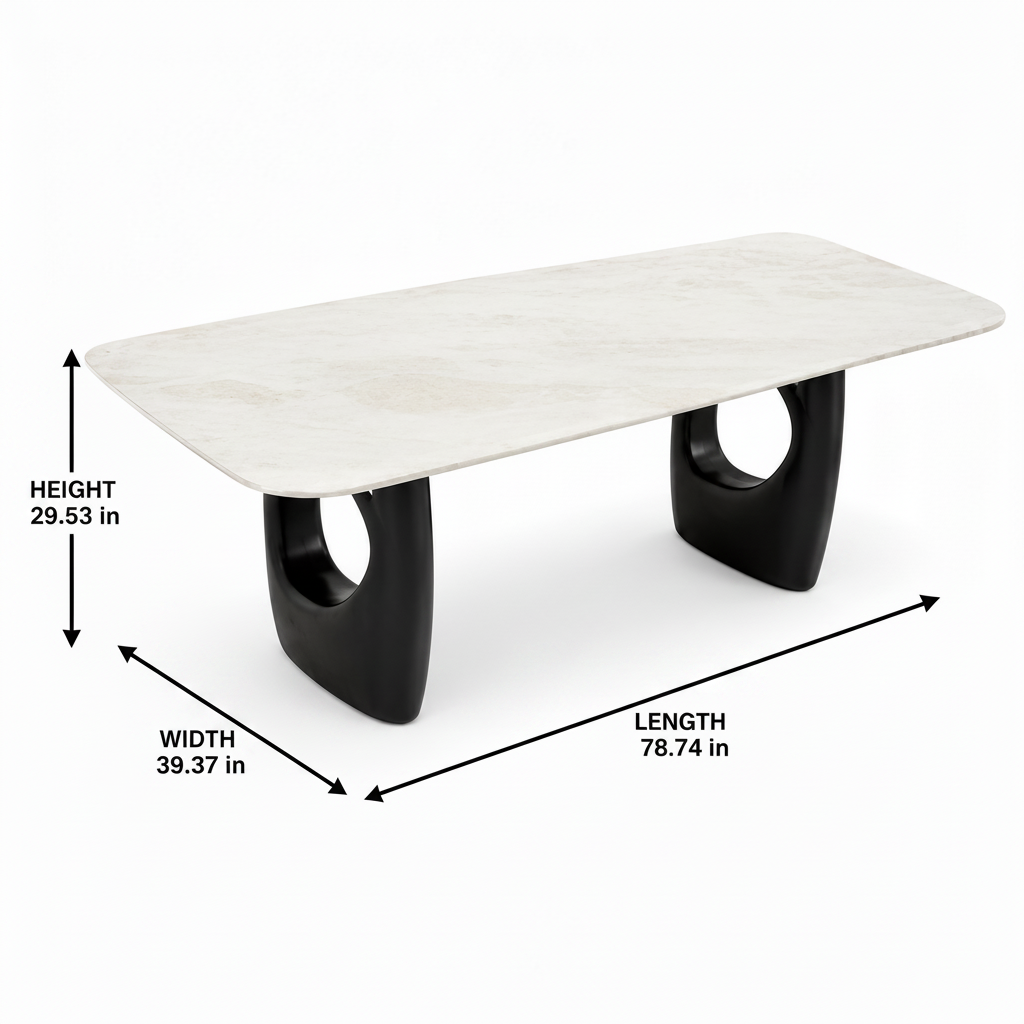 Briselle Stone Dining Table dimension diagram