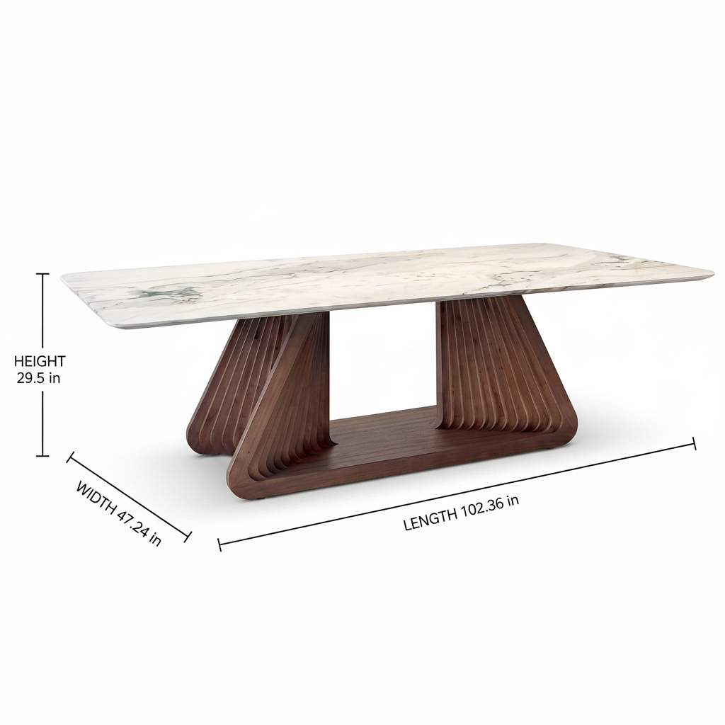 Caelina Marble Dining Table dimension diagram