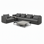 Caelis Sectional dark gray modular sofa with coffee tables, left-front 45-degree view