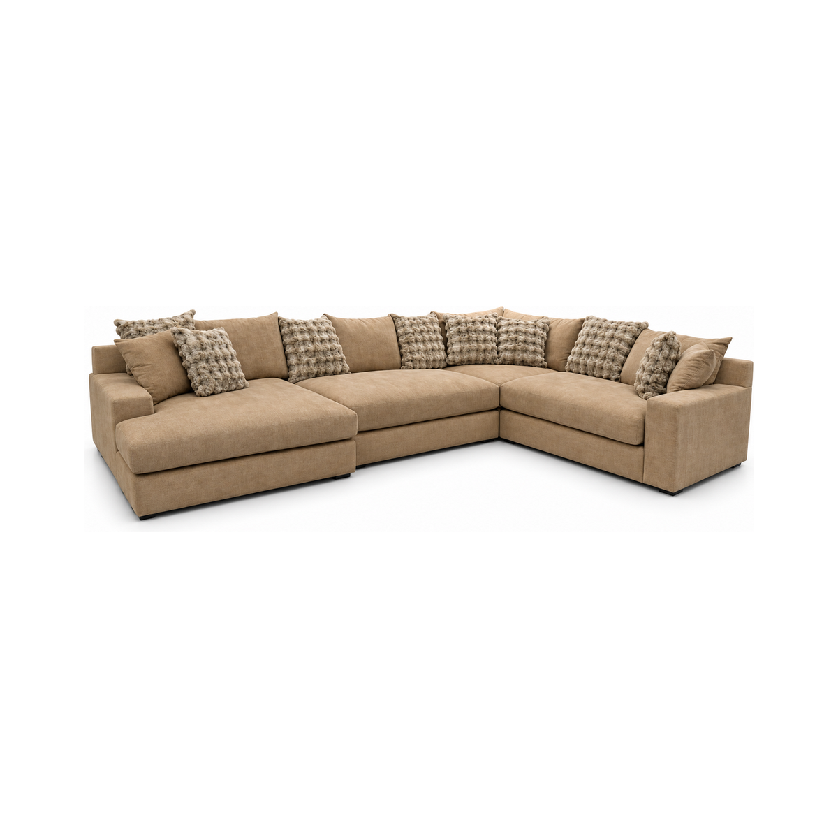 Camberly Camel Sectional — full product, square white background