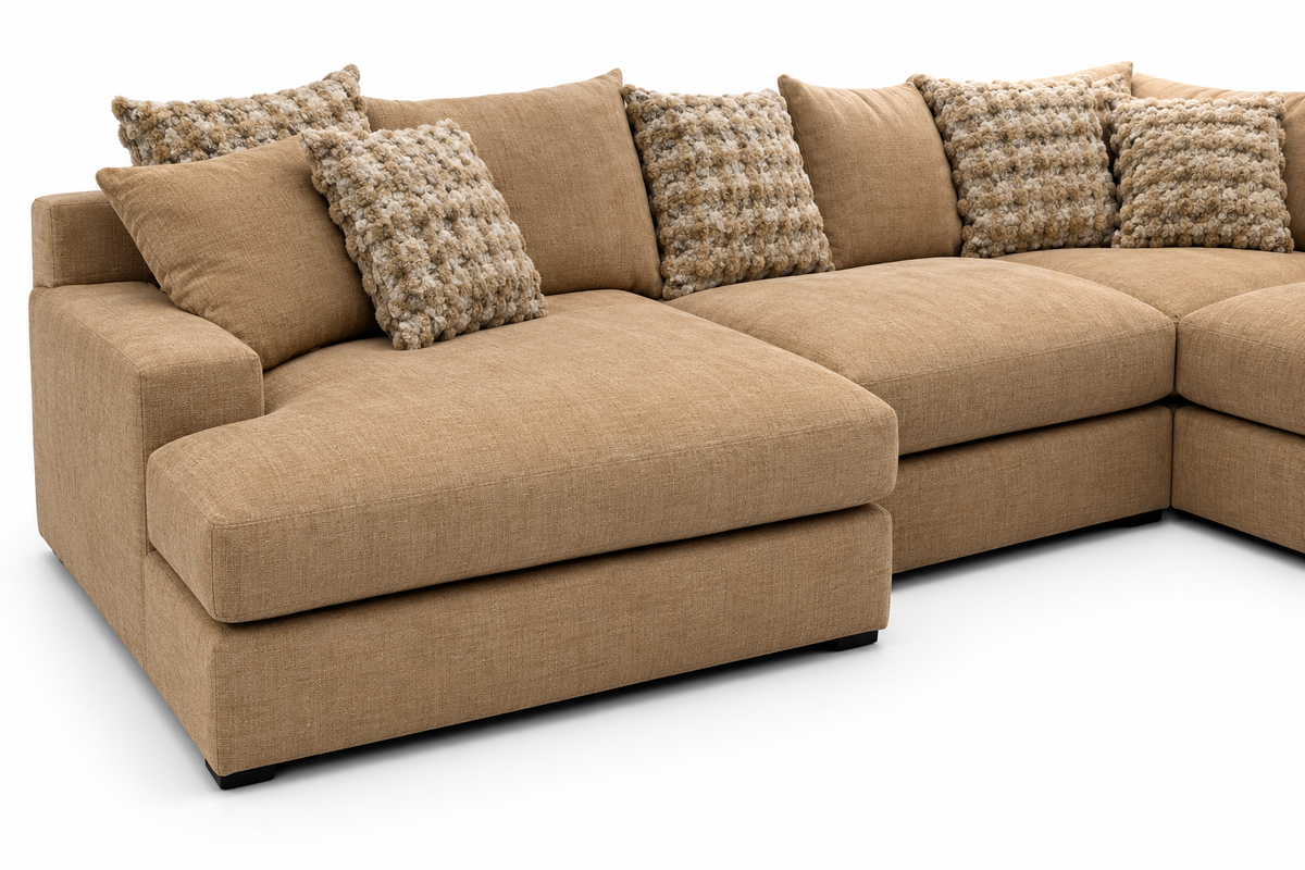 Camberly Camel Sectional — upholstery detail