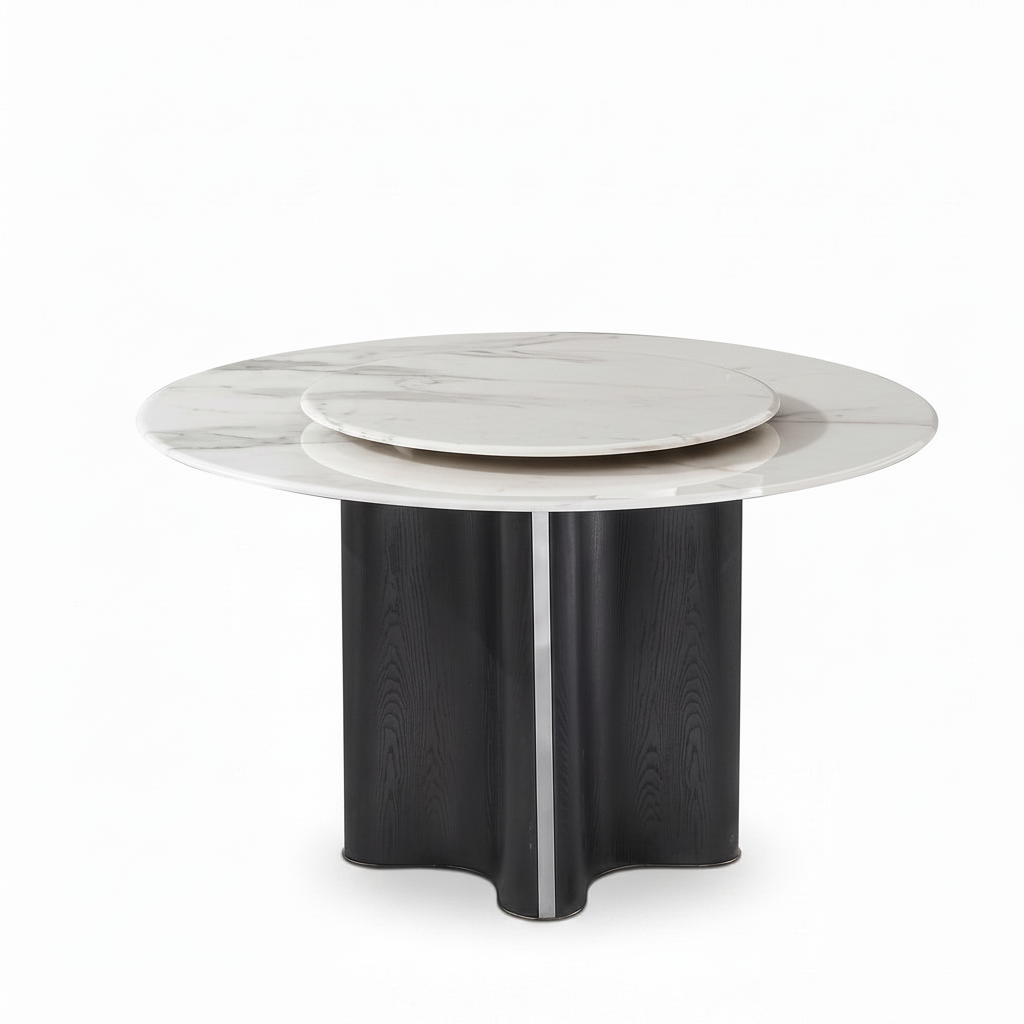 Carina Marble Round Dining Table stronger elevated oblique view