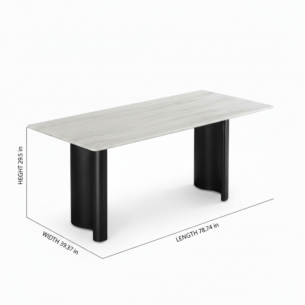 Caspian Marble Dining Table dimension diagram