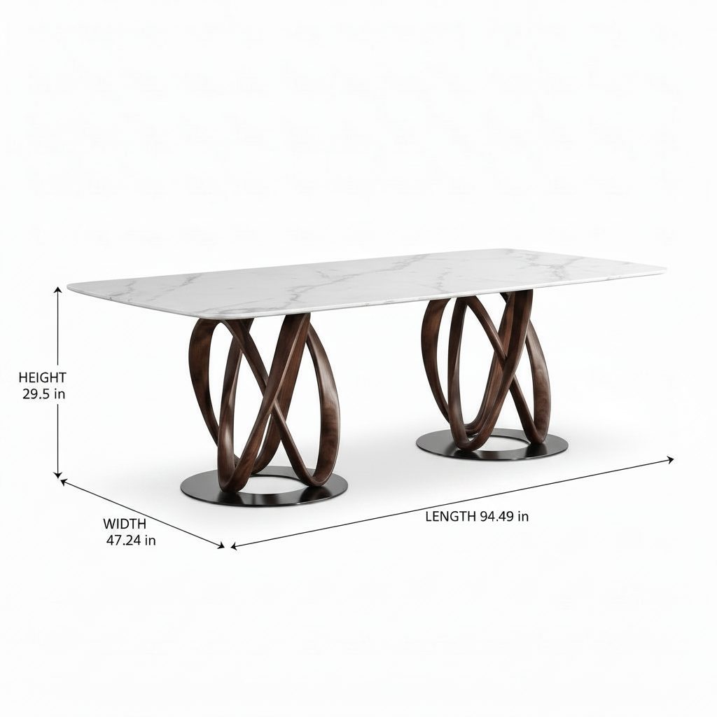 Cavelle Marble Dining Table dimension diagram