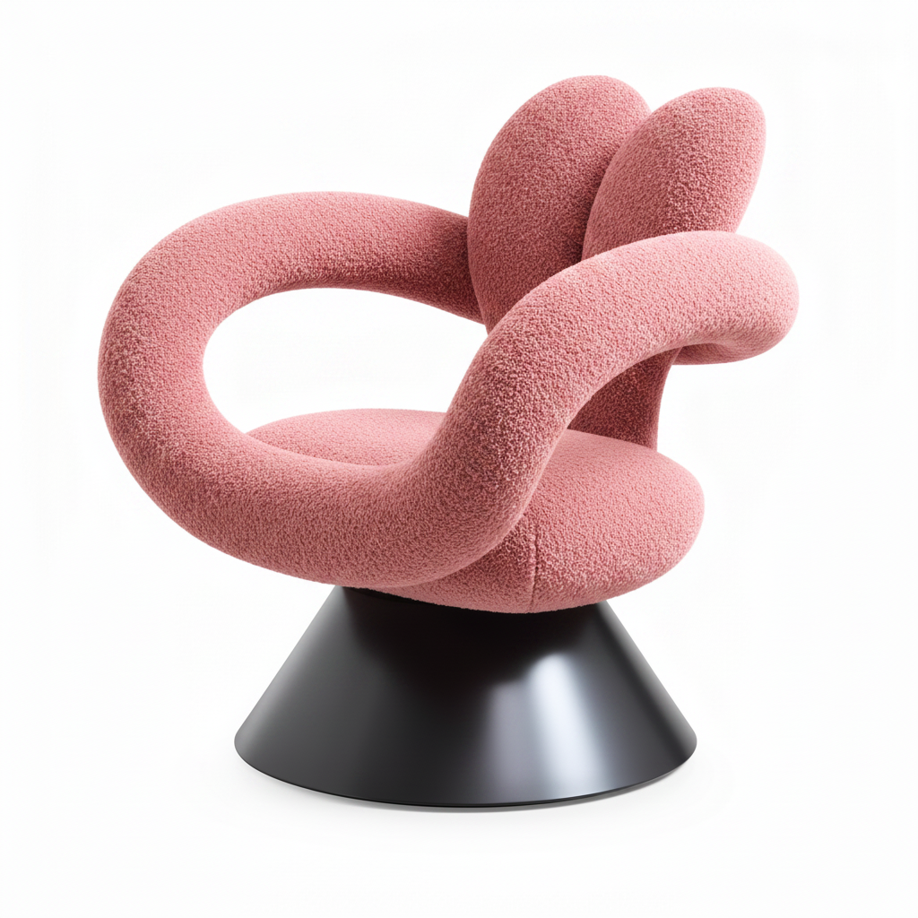 Celestria Accent Chair side view with the back facing right and the seating opening facing left.