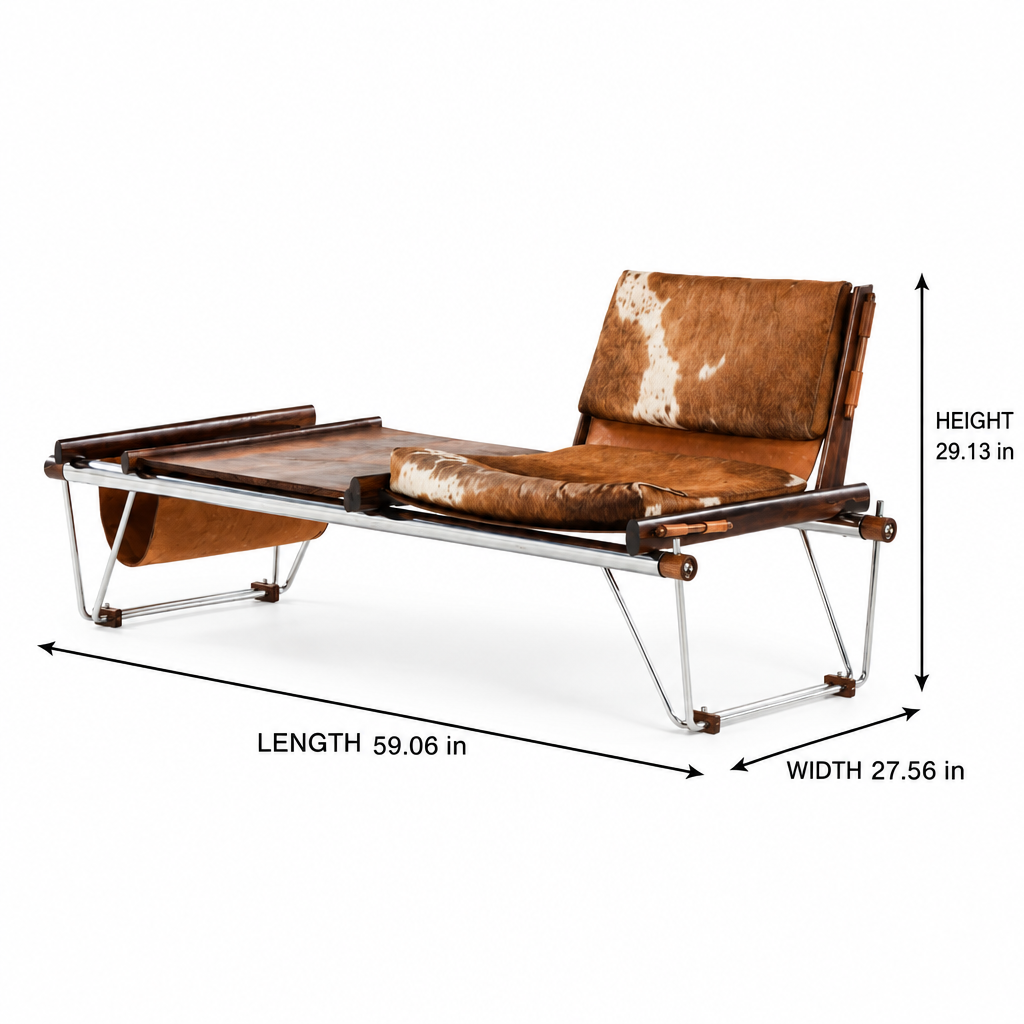 Cendovar Walnut Accent Chair dimension diagram showing length 59.06 inches, width 27.56 inches, and height 29.13 inches.
