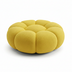 Cielmont Bellac Stool straight-on front view showing yellow segmented upholstery on a white background