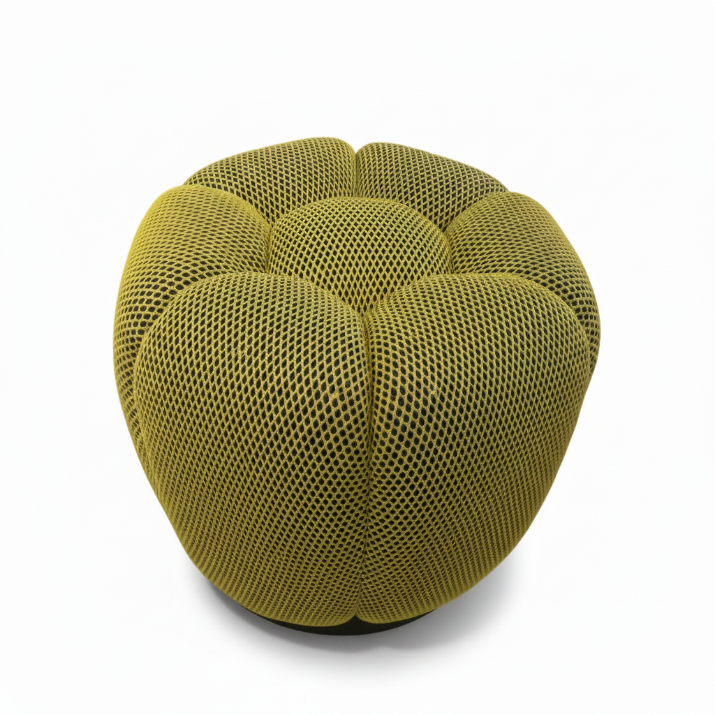 Cielmont Vercenne Stool right-front 45-degree view of olive-green open-mesh upholstered stool on a white background