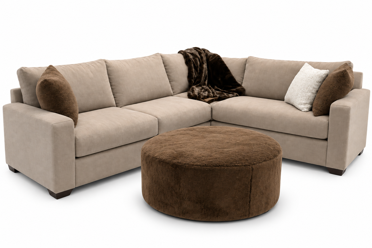 Cocara Cocoa Sectional — optional ottoman configuration