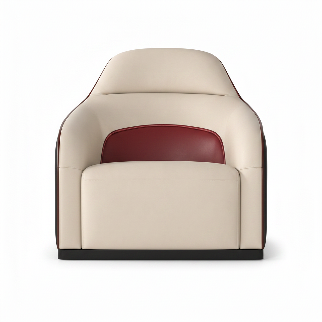 Cyrmont Auren Accent Chair front view showing the upholstered seat, curved backrest, and wooden frame