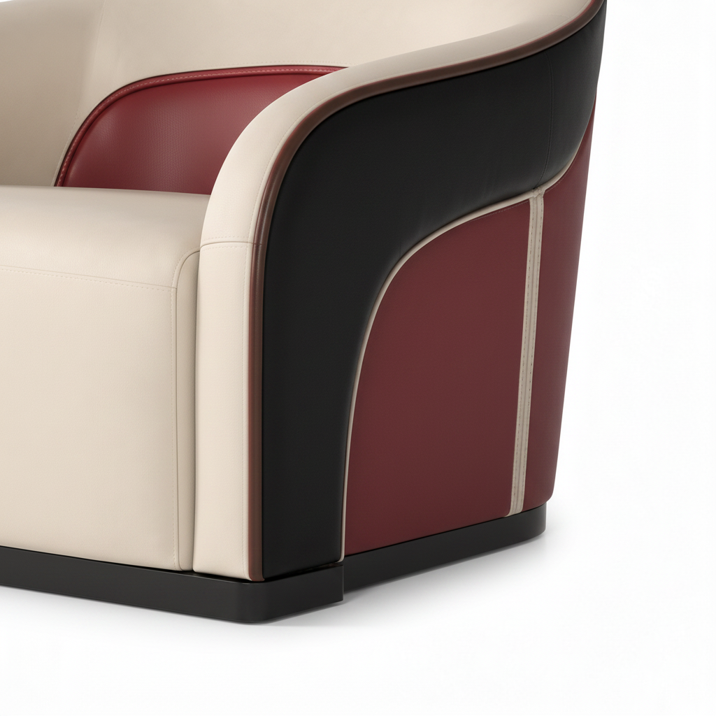 Cyrmont Auren Accent Chair close-up showing the wooden base detail