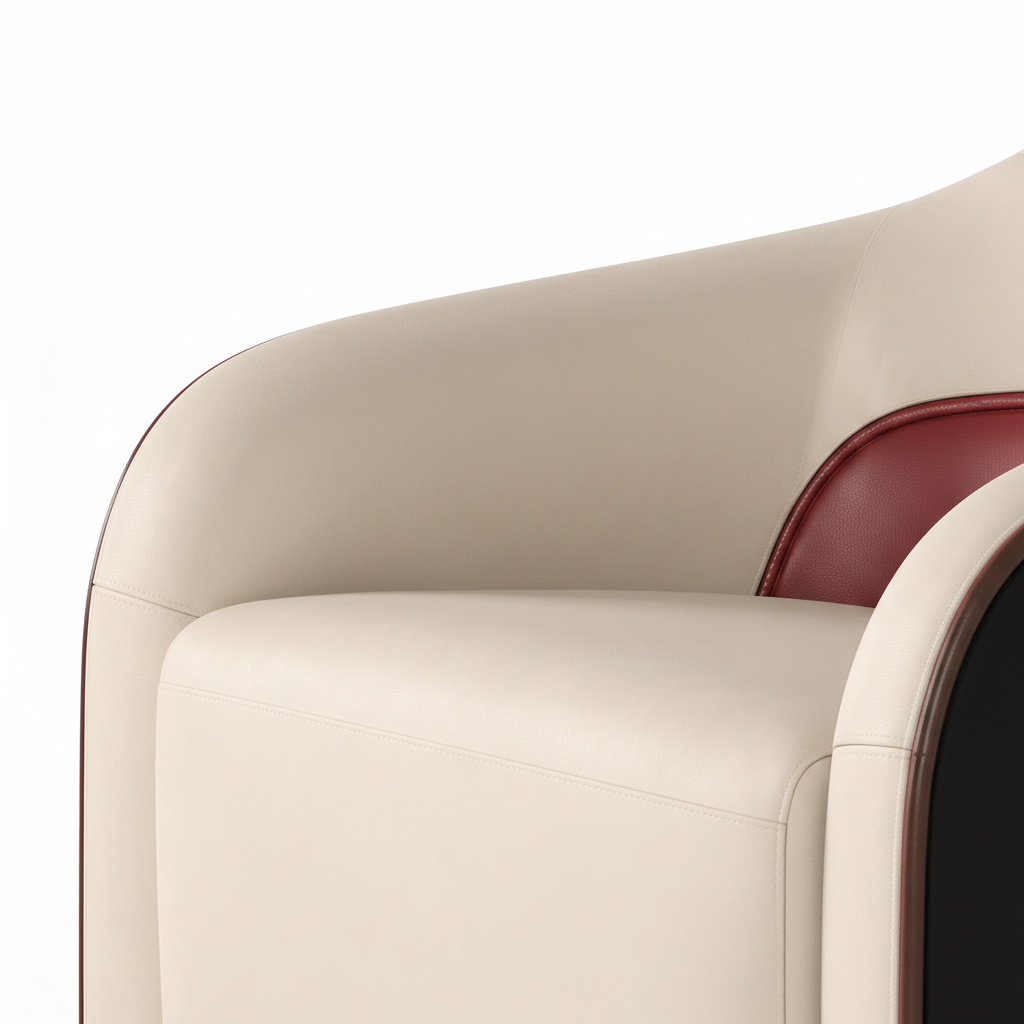 Cyrmont Auren Accent Chair close-up showing the cream leather upholstery detail