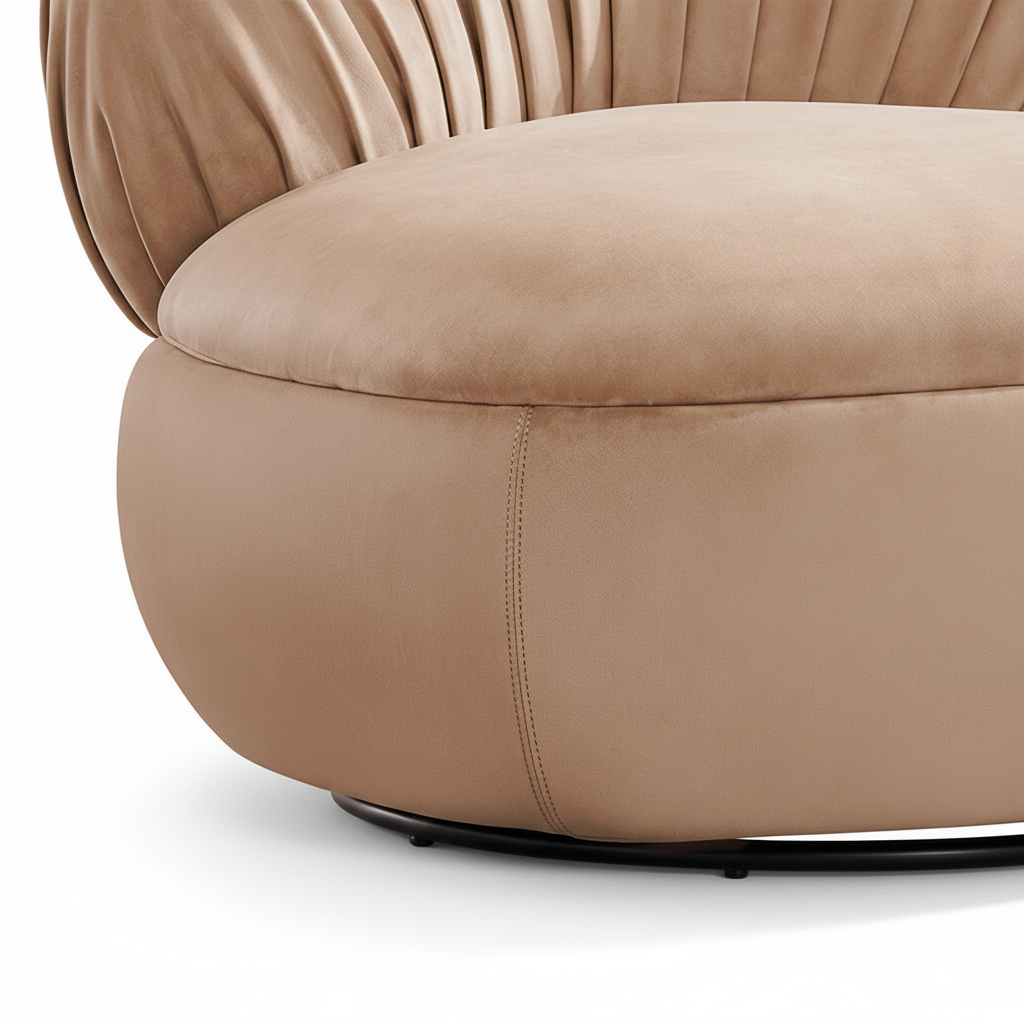 Dauphine Accent Chair close-up of cushioned seat detail on a white background