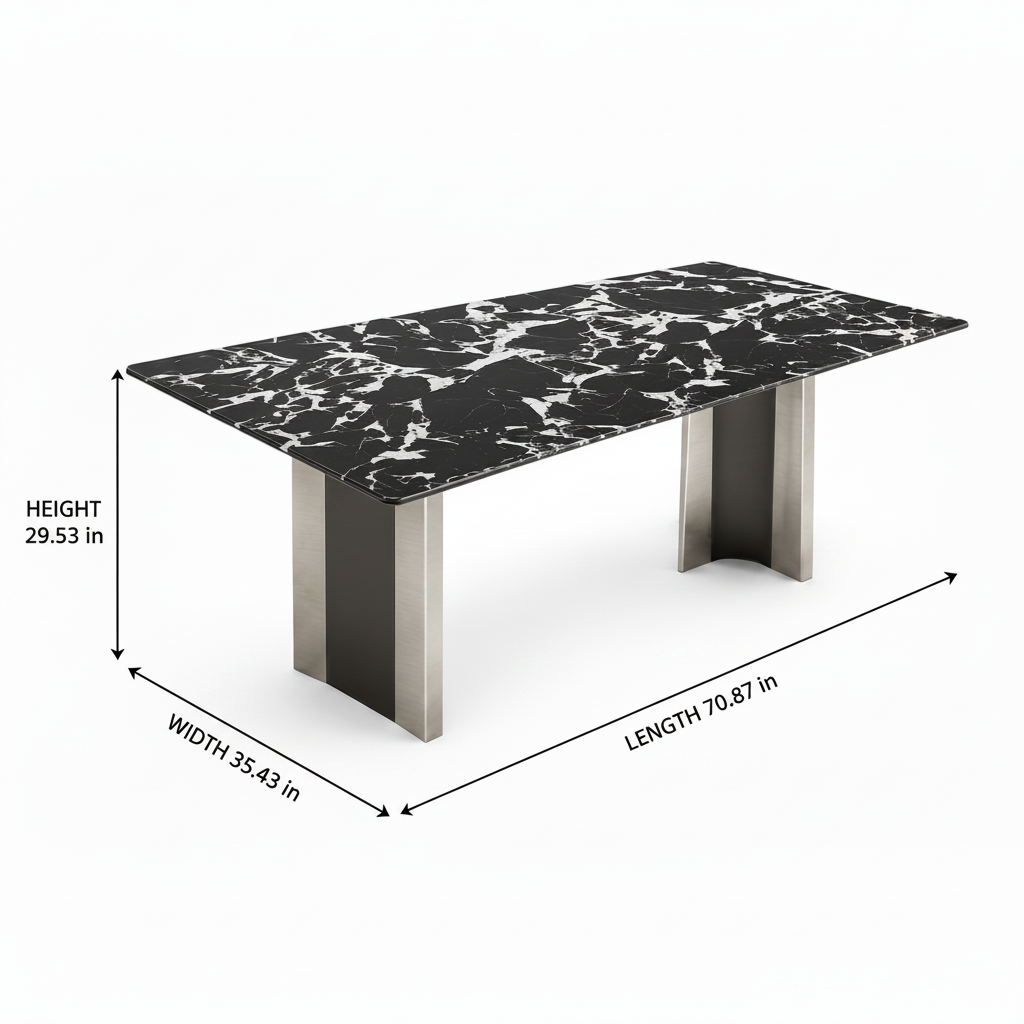 Delyra Stone Dining Table dimension diagram