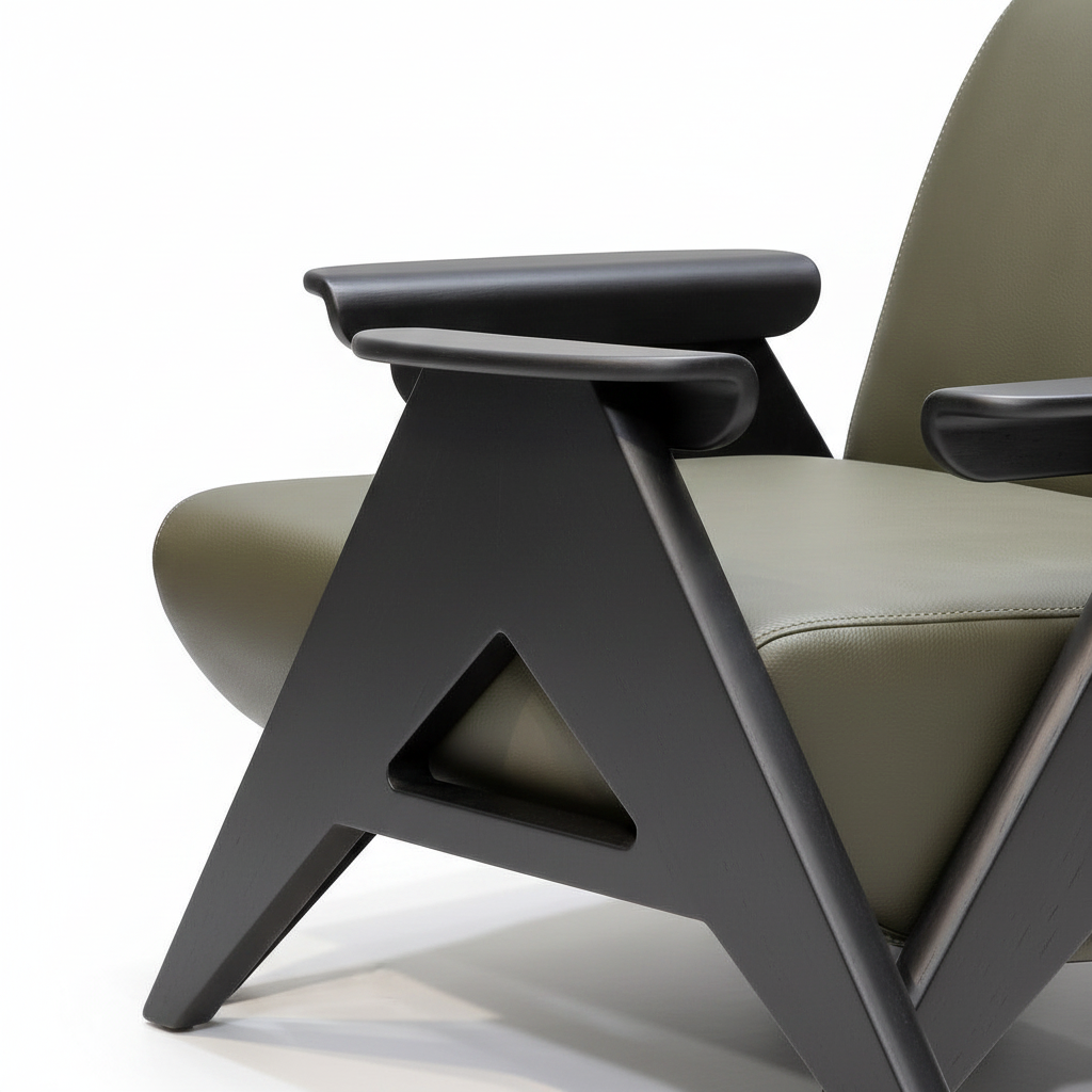 Dovarin Accent Chair armrest and geometric frame detail showing the structured support design.