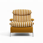 Dovessa Accent Chair front view showing the upholstered seat, backrest, and wood frame