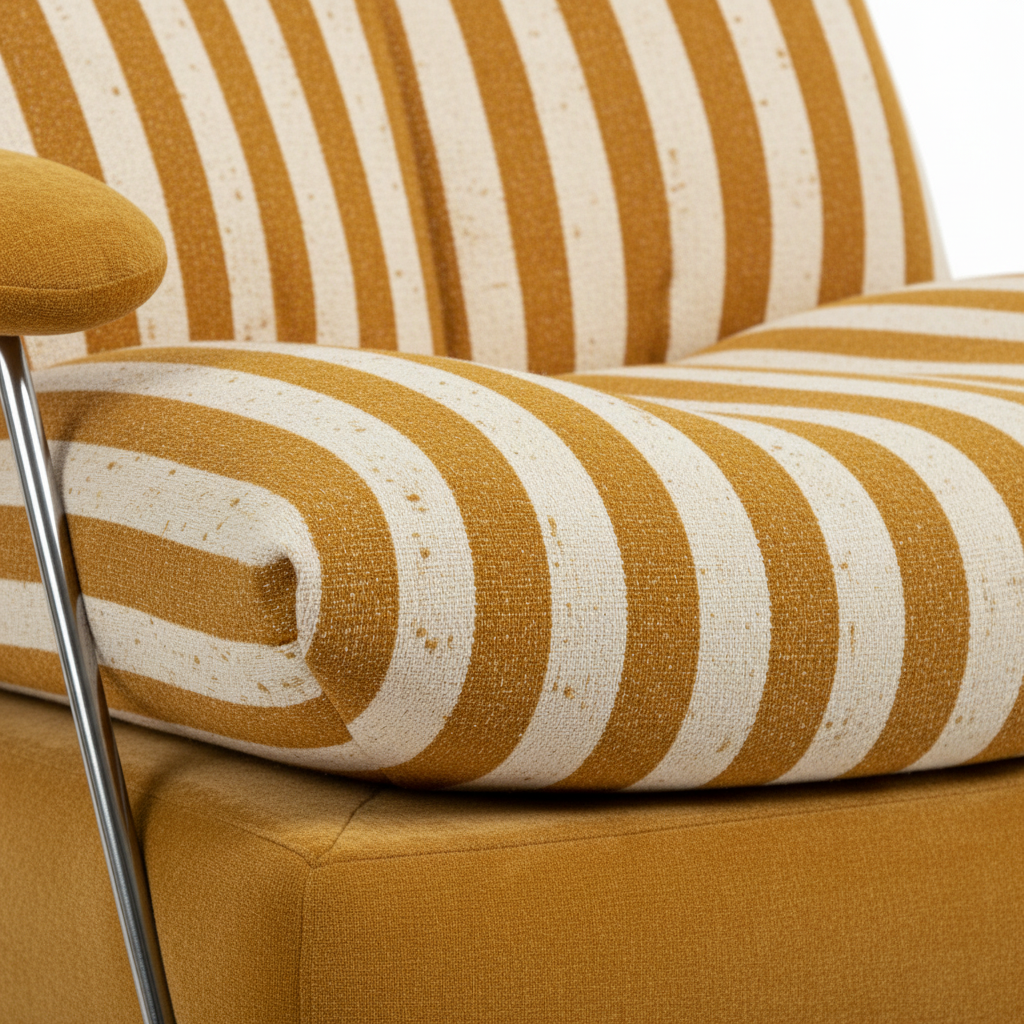 Dovessa Accent Chair close-up showing the ash wood frame, armrests, and upholstered seat