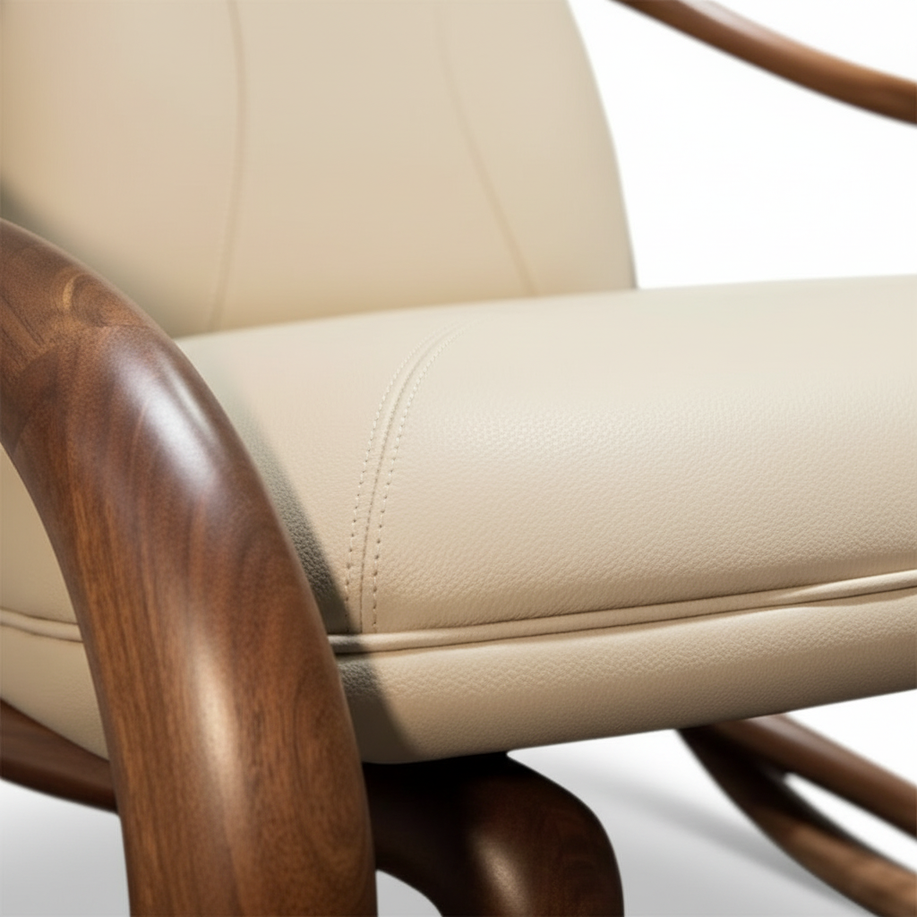 Dravelle Walnut Accent Chair - Leather Detail