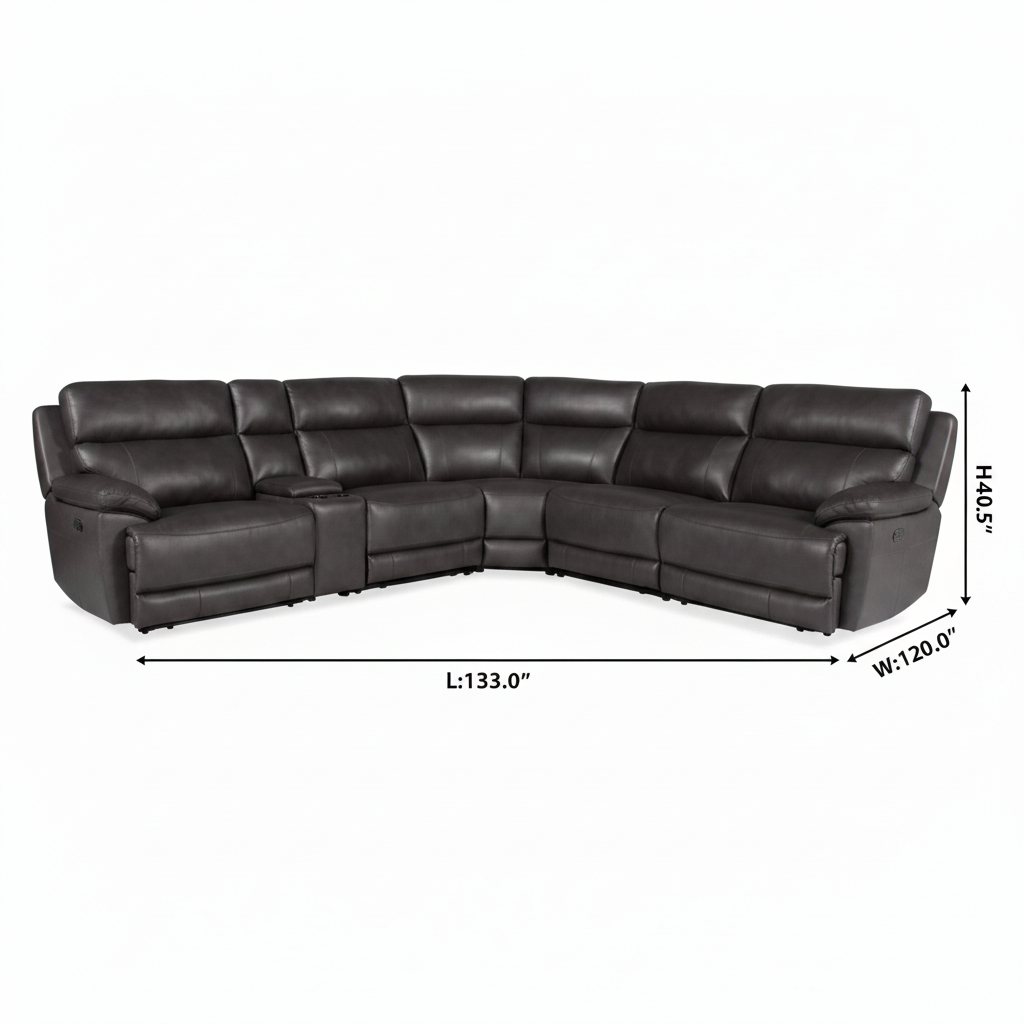 Draventon Leather Sectional — dimensions diagram