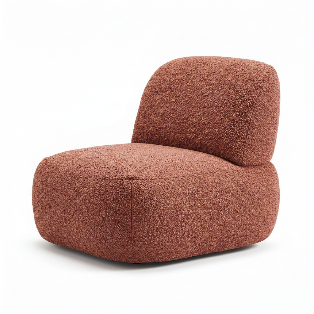 Durevia Accent Chair side view with the back facing right and the seating opening facing left.