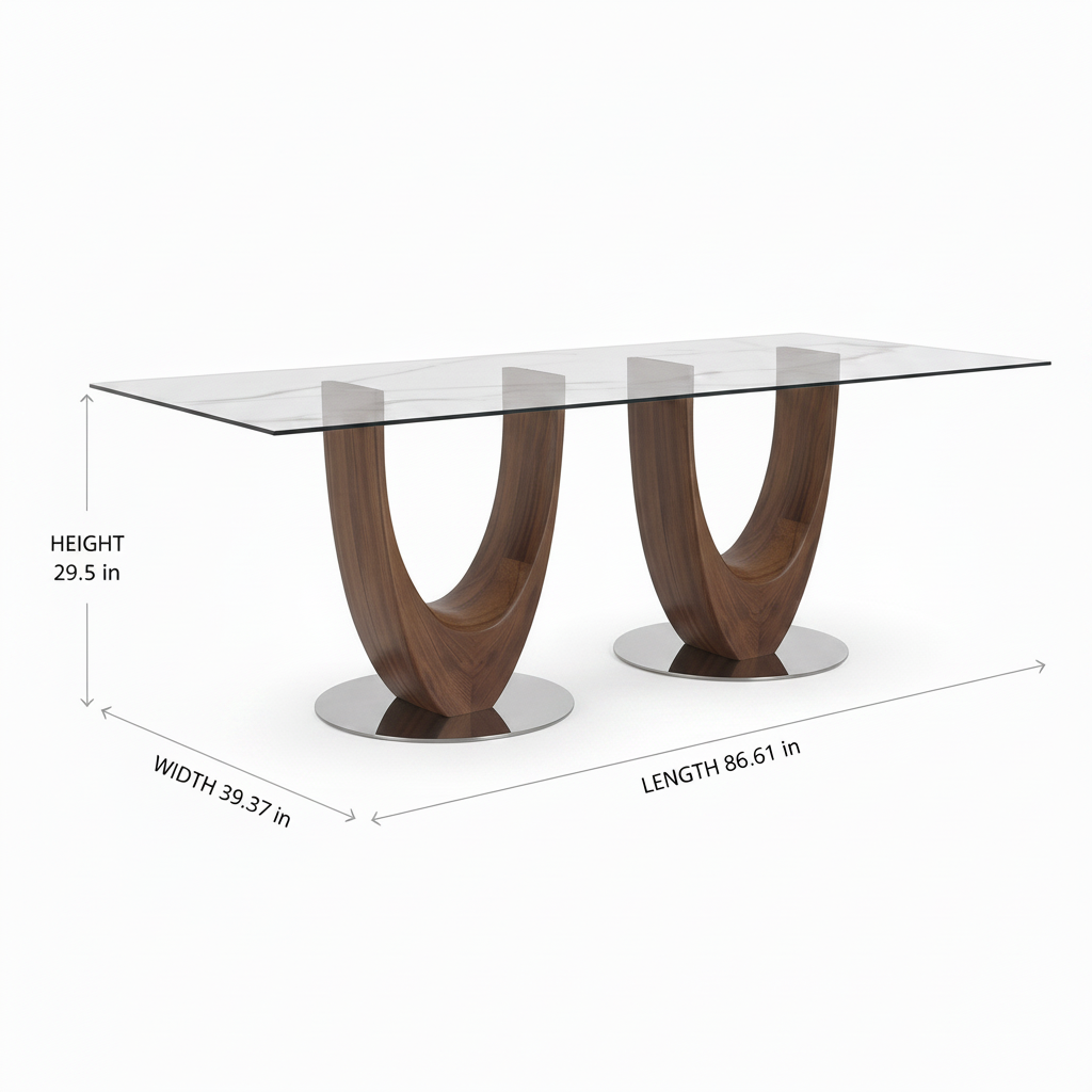 Duvall Marble Dining Table dimension diagram