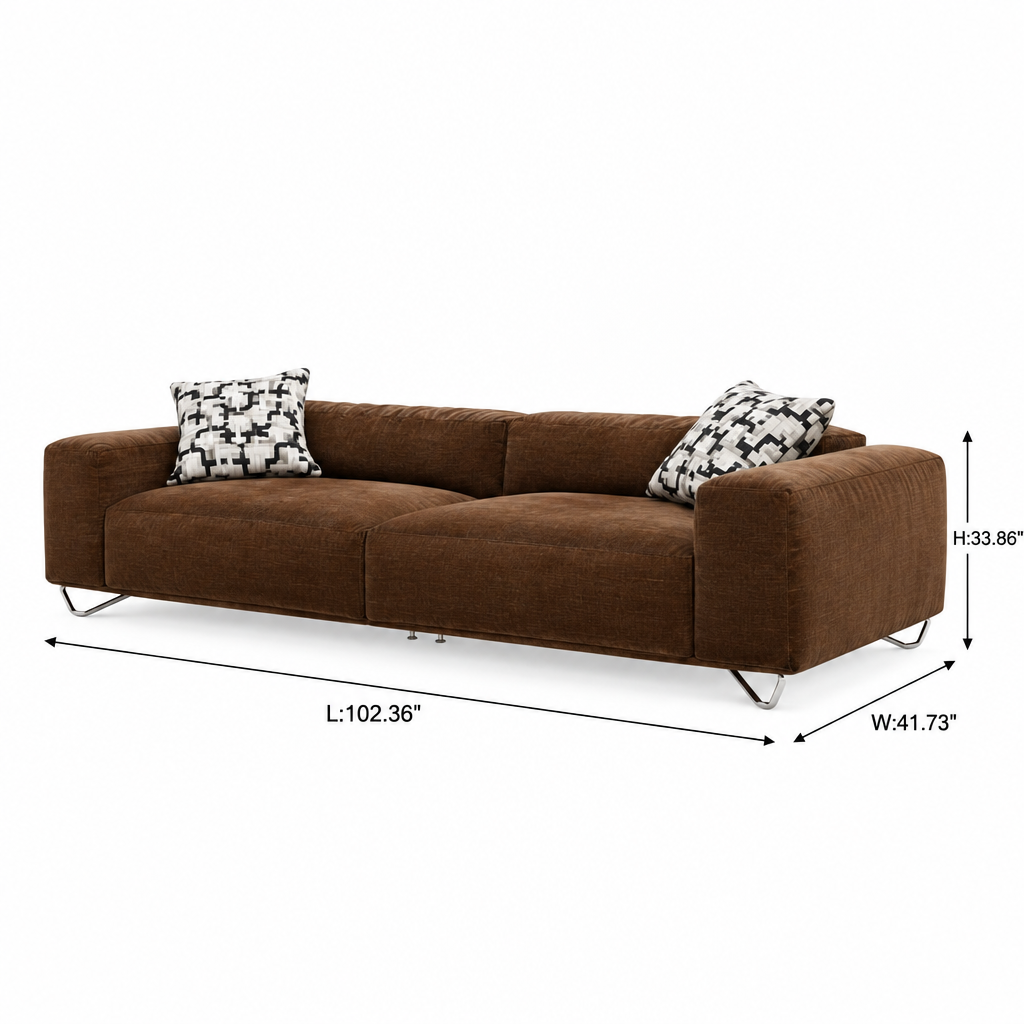 Elandro Sofa — dimensions on white background