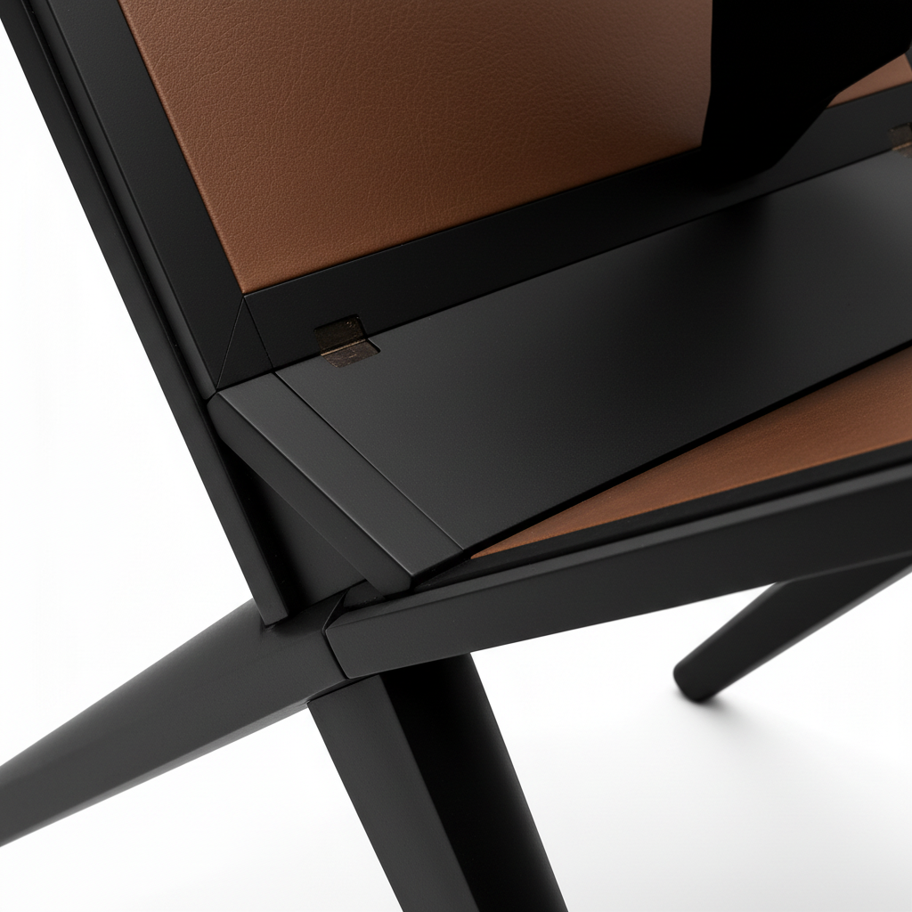 Elarenne End Table 皮革与桌腿近景细节