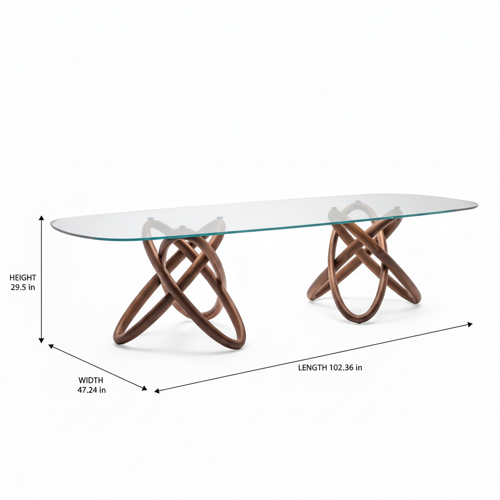 Elaris Glass Dining Table dimension diagram