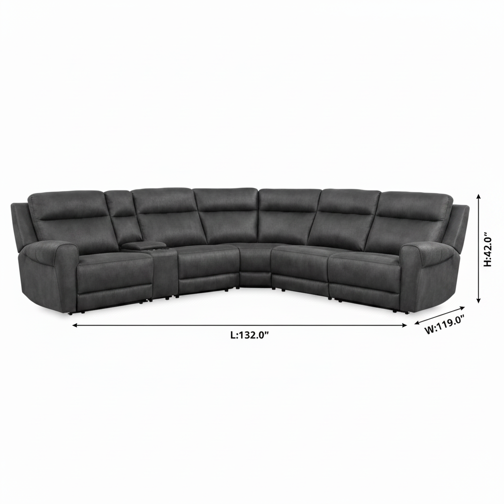 Elaroux Fabric Sectional — dimensions diagram