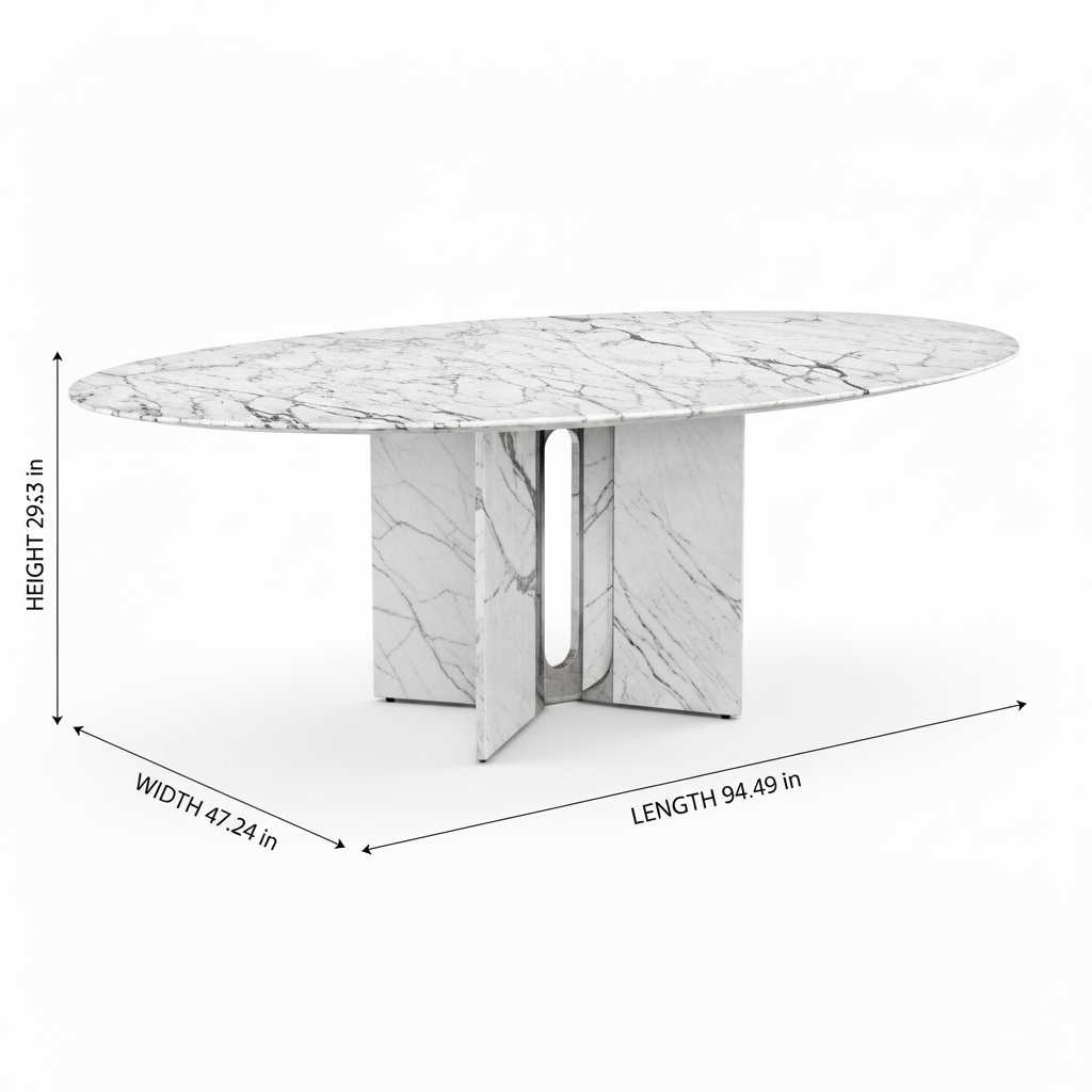 Elemont Dining Table Valora-style dimension diagram