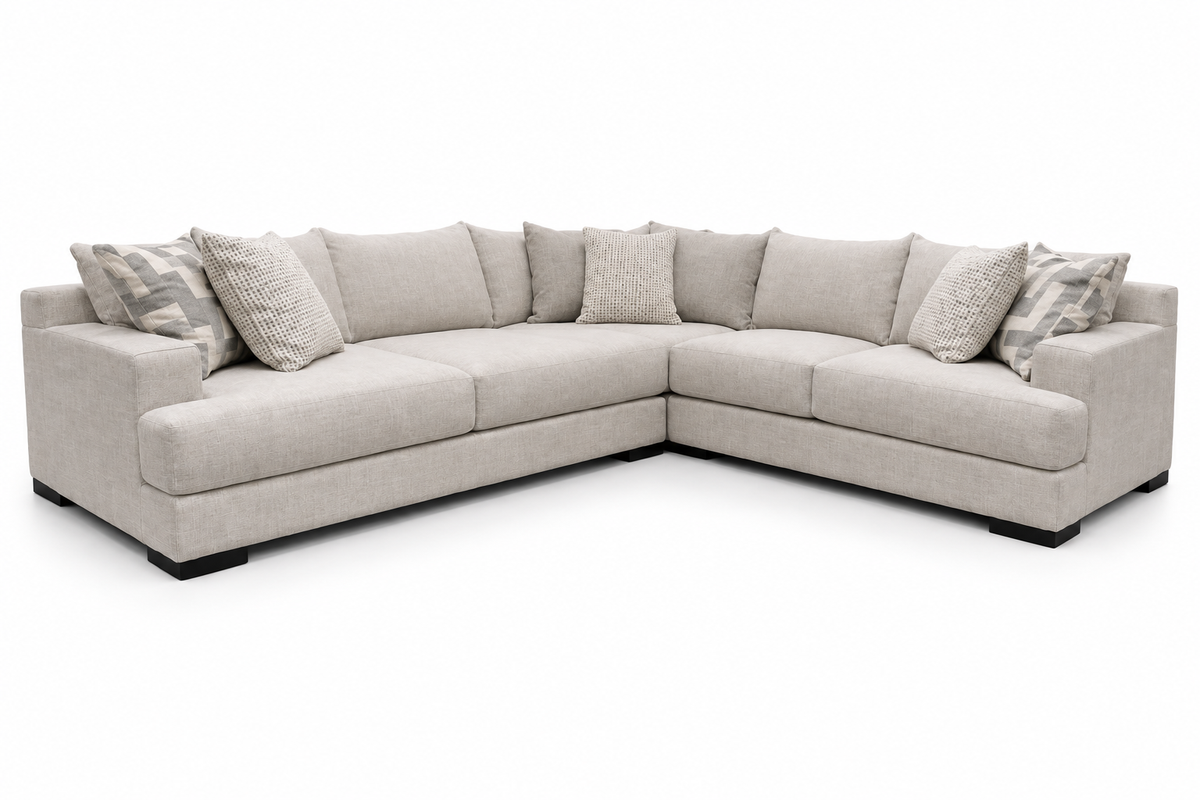 Elowick Linen Sectional — alternate studio view