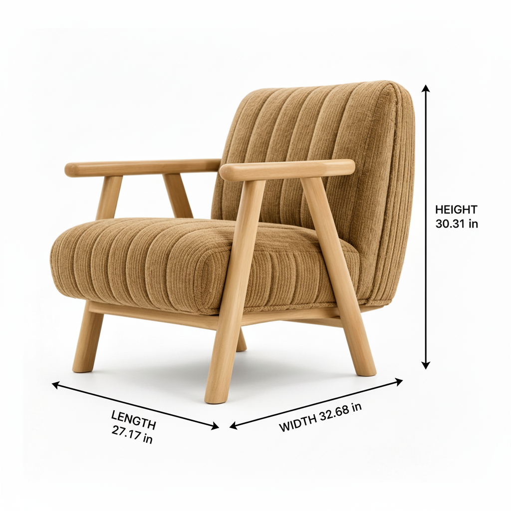 Elsinne Accent Chair dimension diagram showing length 27.17 inches, width 32.68 inches, and height 30.31 inches.