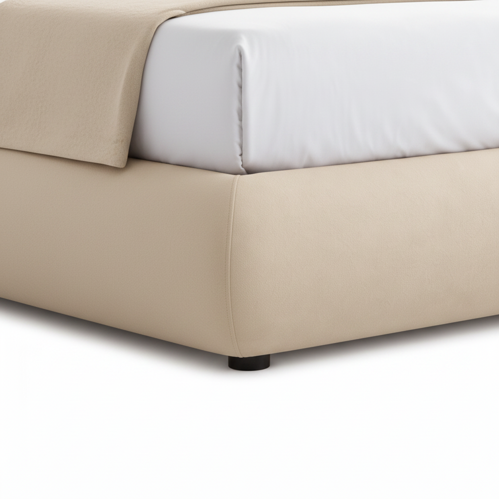 Embray Bed upholstered base corner and support foot detail
