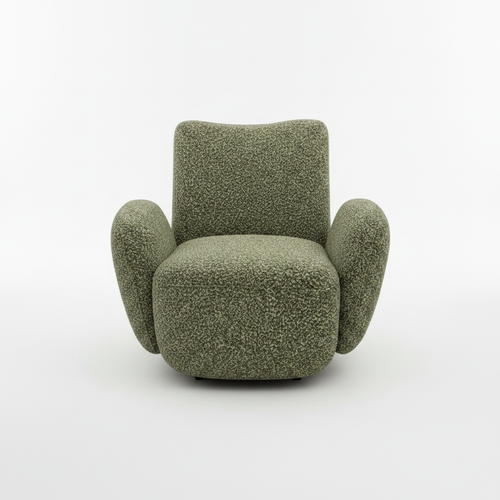 Evarenne Accent Chair front view showing the cushioned seat, tall backrest, curved armrests, and upholstered frame.