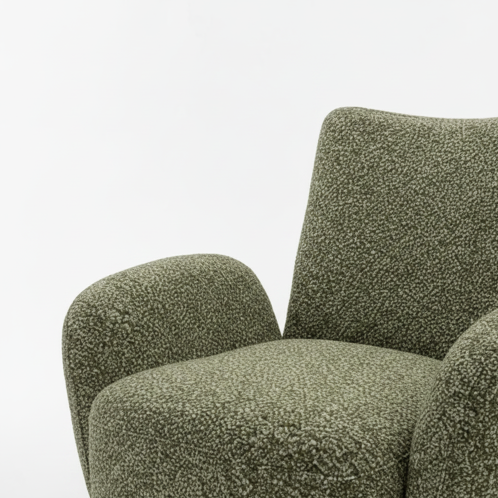 Evarenne Accent Chair tall backrest detail showing the cushioned upholstery and supportive high-back design.