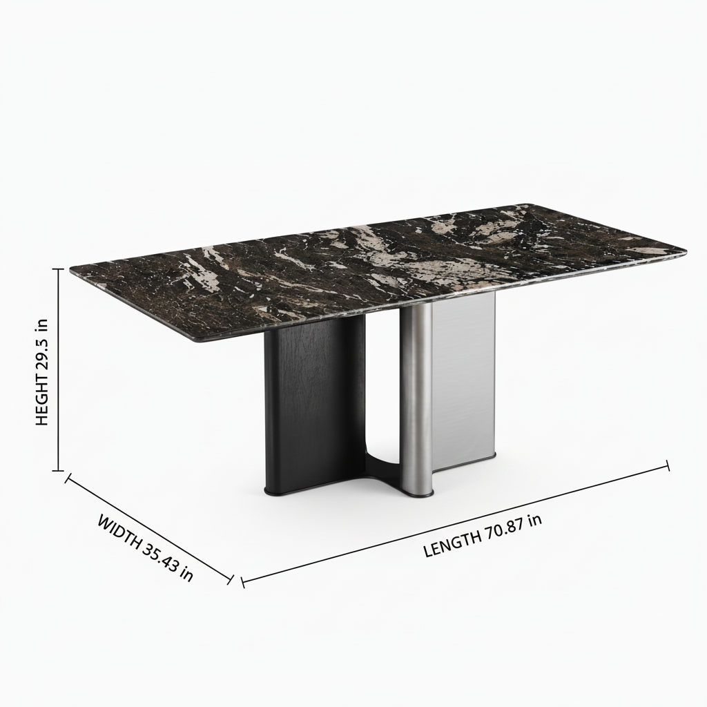Evarin Stone Dining Table dimension diagram