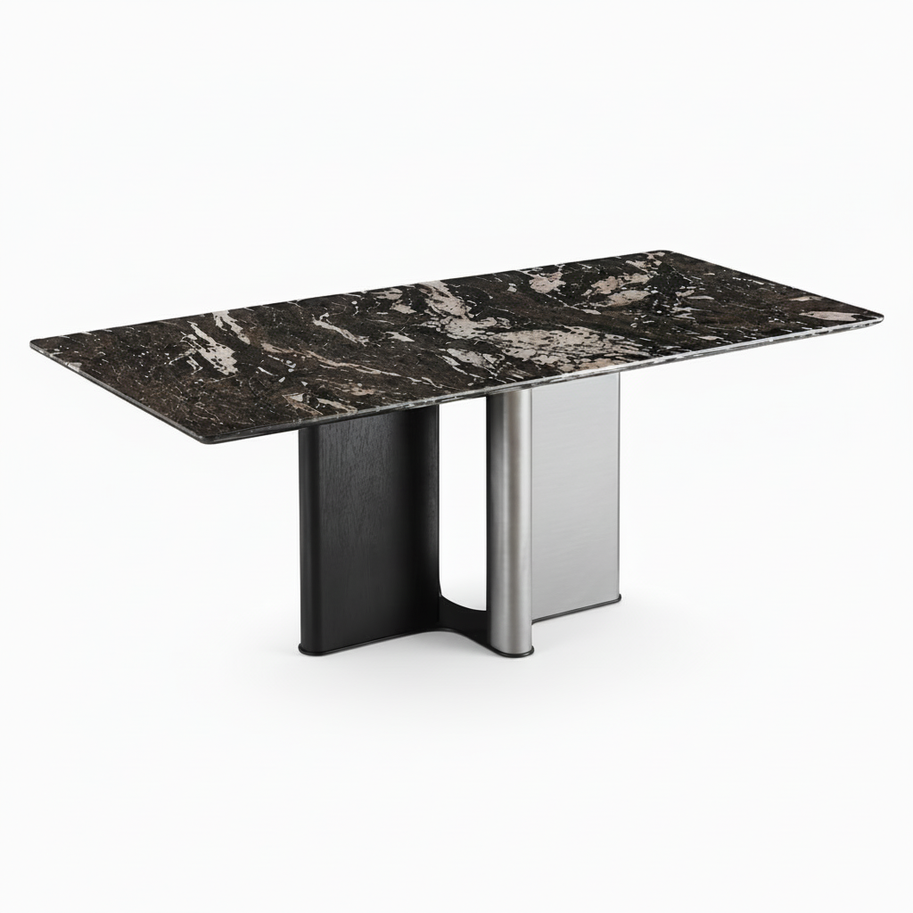 Evarin Stone Dining Table right-facing 45-degree preview