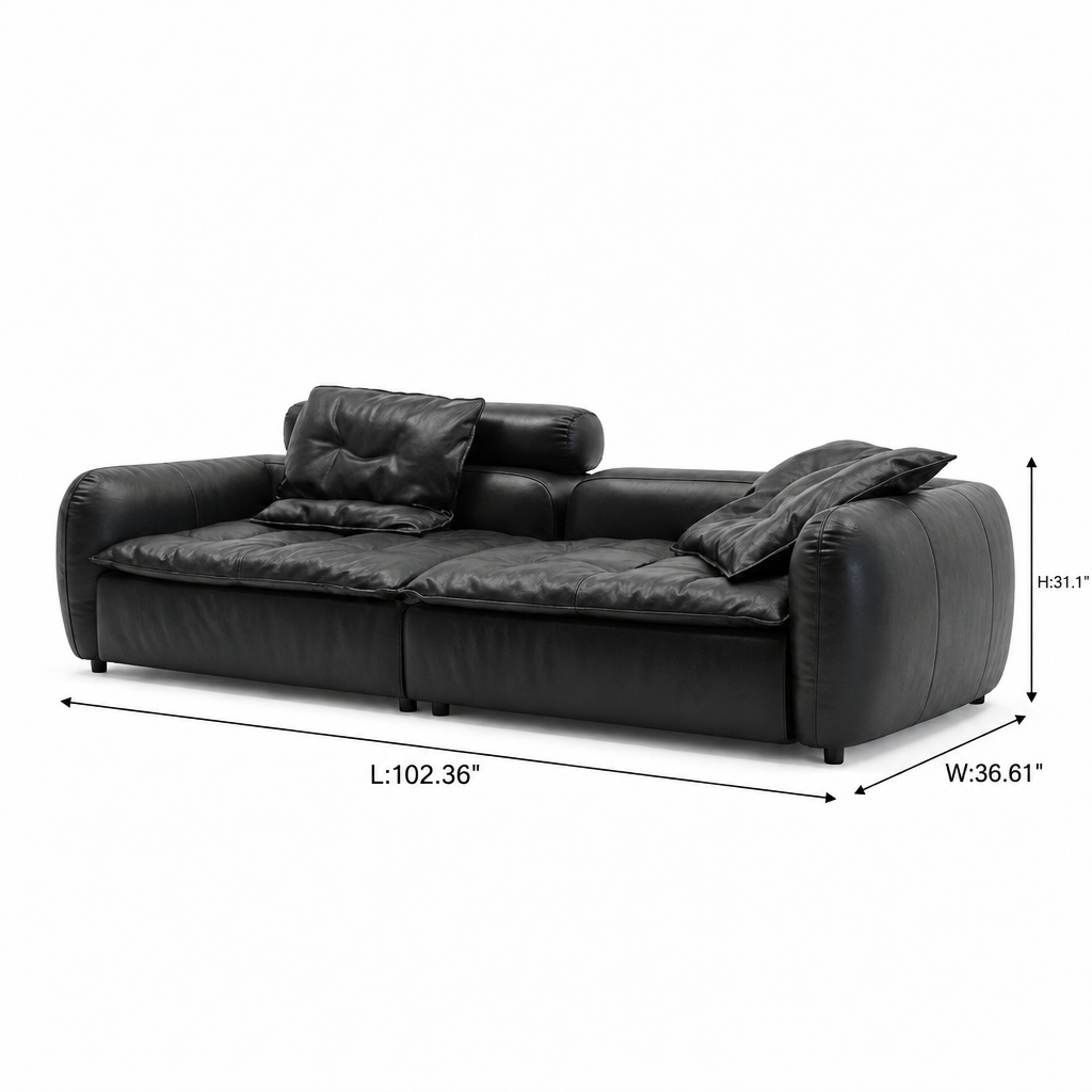 Evarique Sofa — dimensions on white background