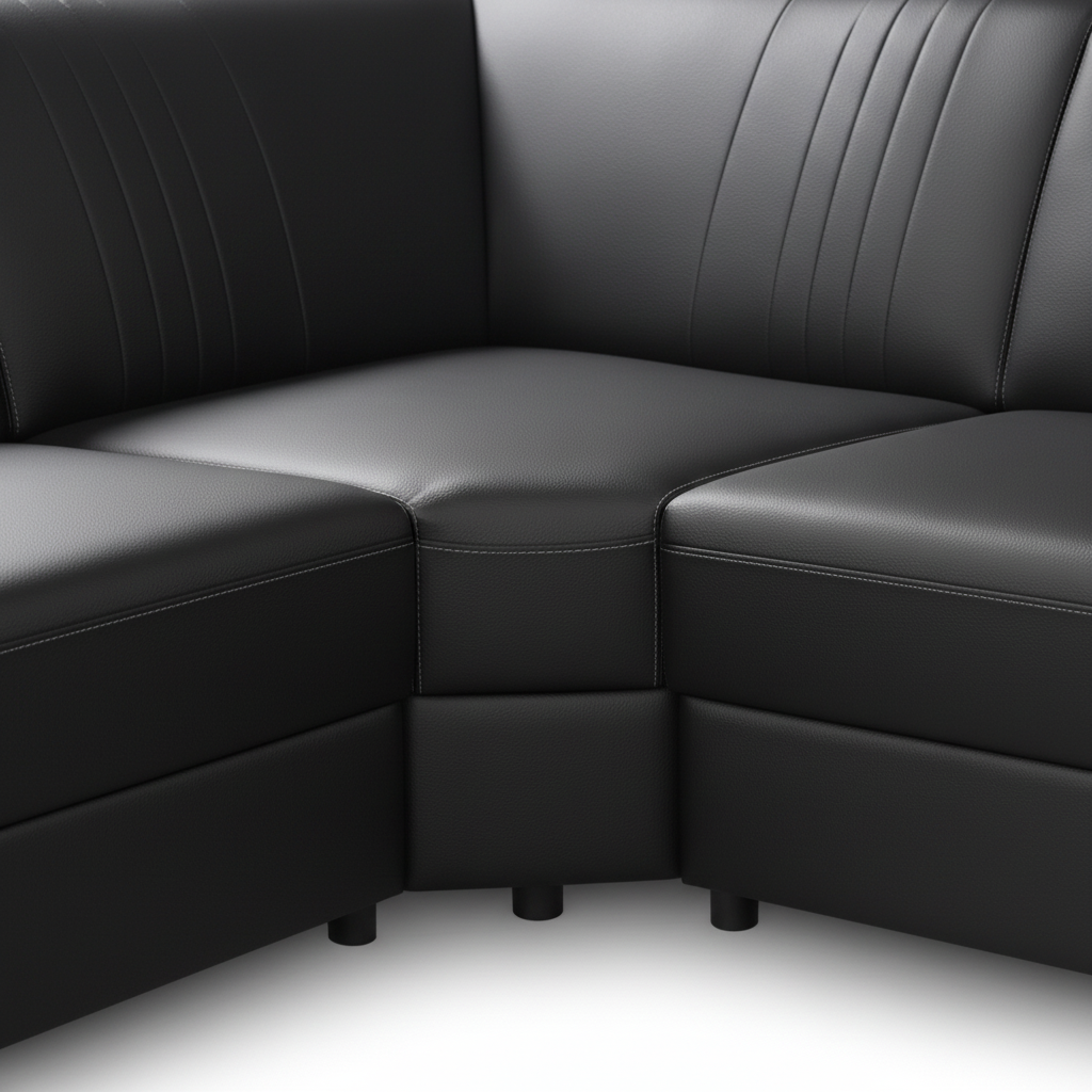 Evranto Noir Sectional — material and stitching detail