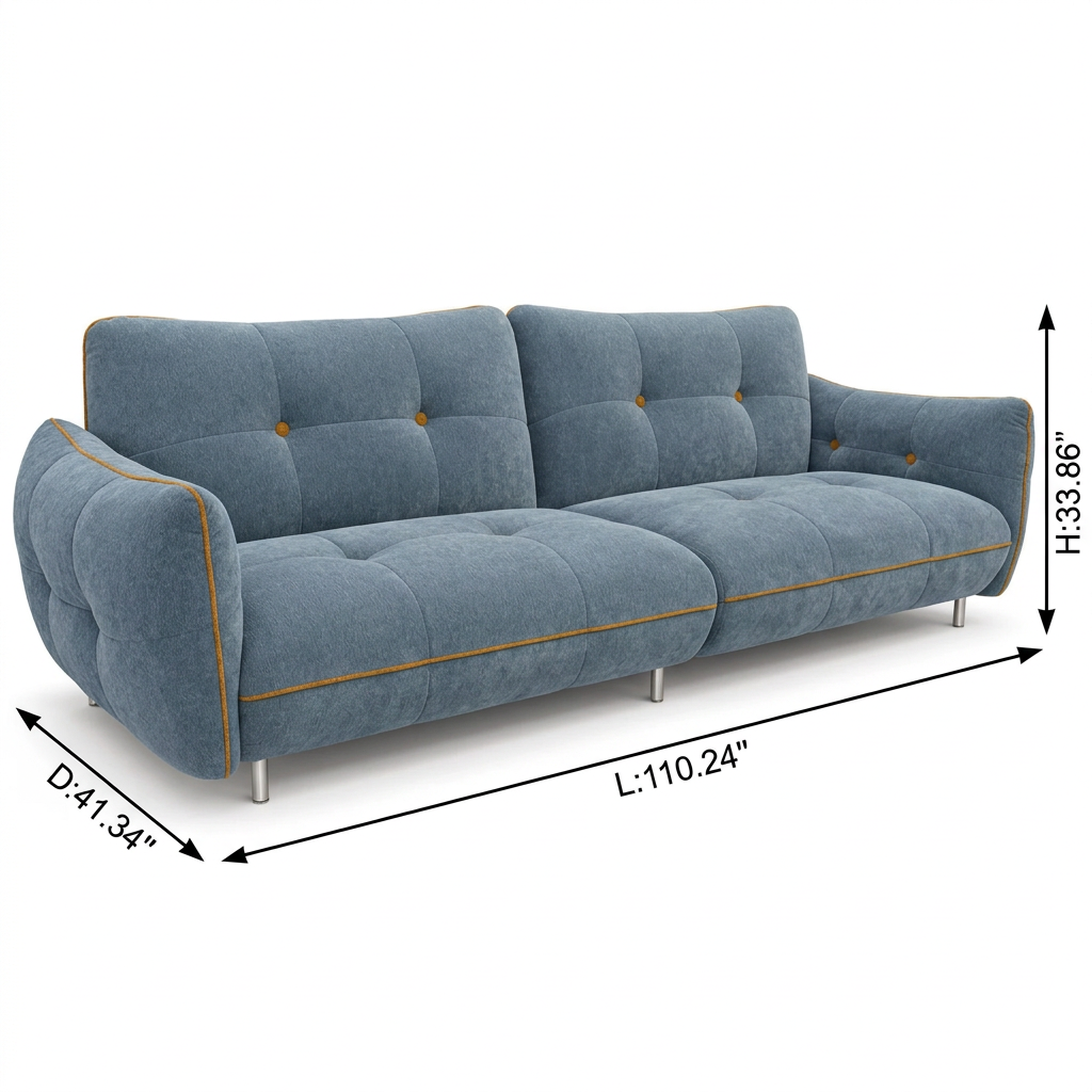 Faverique Sofa — front left view with dimensions