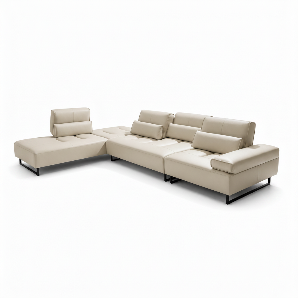 Fendrel Sectional cream modular sofa with left chaise, left-front 45-degree view