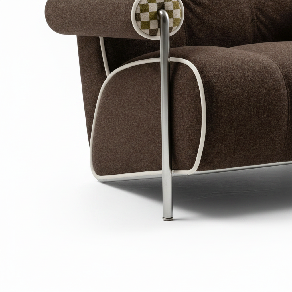 Feralisse Accent Chair close-up showing the silver metal frame detail