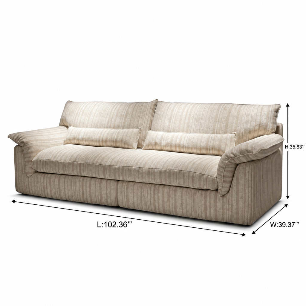 Ferlano Sofa — dimensions on white background