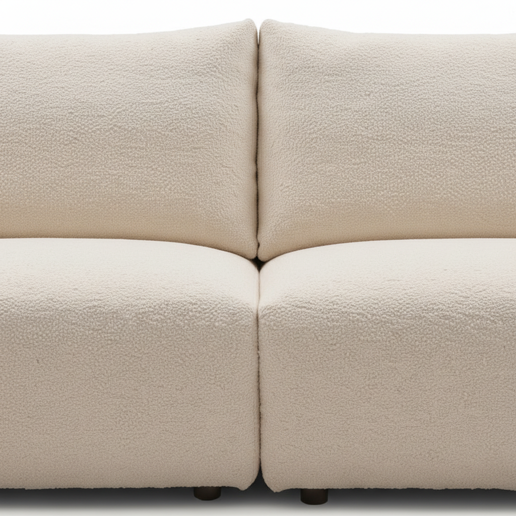 Fiorenne 4 Seater Sofa ivory fabric center cushion and back seam close-up
