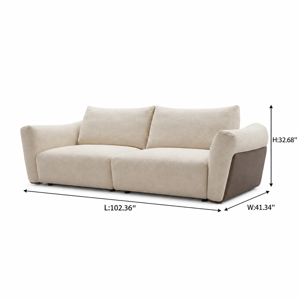 Fiorenne 4 Seater Sofa — dimensions on white background