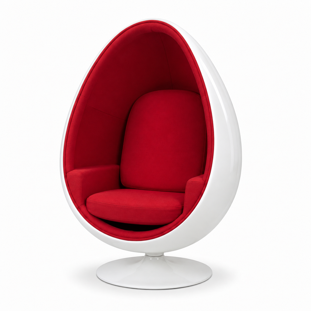 Fiorvane Accent Chair — white egg shell with red upholstery, three-quarter view facing left