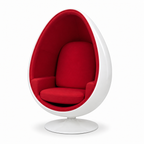 Fiorvane Accent Chair — white egg shell with red upholstery, three-quarter view facing left