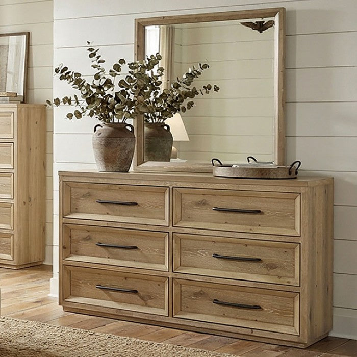 Helios Mirror shown with coordinating dresser; mirror only, dresser sold separately